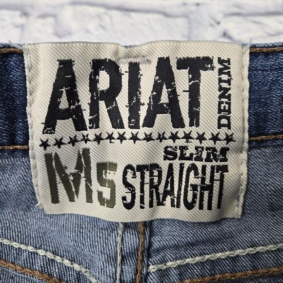 Ariat Men's Western Jeans M5 Slim Straight Embroidered Pockets Stretch size 31 - Picture 3 of 16